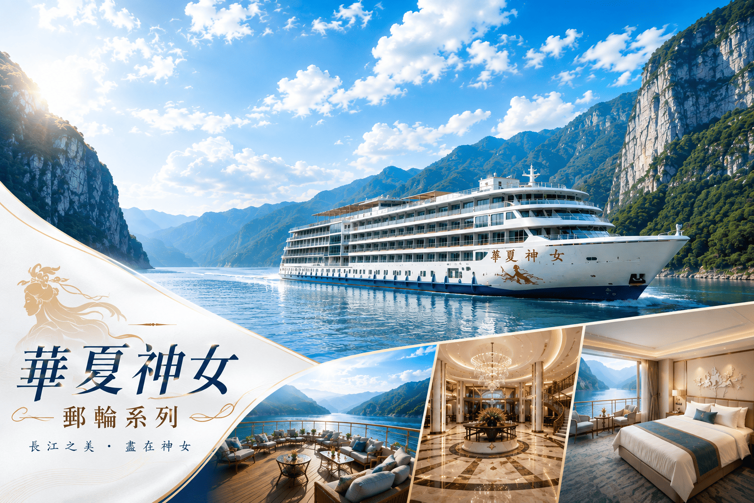 華夏神女郵輪系列自由行8日【無購物VIP三排椅】